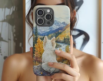 Westie Phone Case, Dog Lover gift Memorial Landscape Design, Phone case for iPhone 17 16 15 14 13 Pro Max Samsung Galaxy S25 S24 and Google