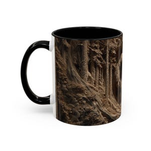 Bigfoot in the Woods 3D Hand-Carved Wood Effect UV Printed, Rustic Forest, Bigfoot Mug, Funny Mug for her or him image 11