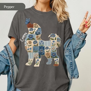 Pekingese dog comfort colors® shirt, Pekingese dog, Patchwork Fox shirt, Pekingese new dog mama gift, Floral Quilted, dog Silhouette t-shirt