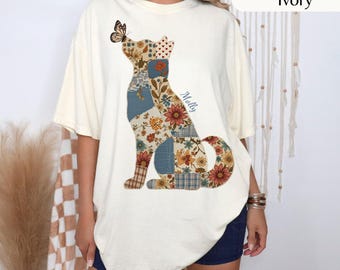 Patchwork Westie dog  Silhouette, Dog Westie with Butterfly Crewneck, Patchwork Westie custom name dog shirt Comfort Colors