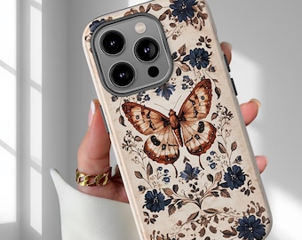 Vintage Phone Cover, Butterfly phone case, Boho Case Cottagecore  Phone case for iPhone 17 16 15 Pro Max Samsung Galaxy S25 S24 and Google