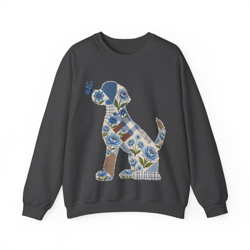 Cockapoo dog comfort colors® shirt, Cockapoo dog, Patchwork Fox shirt, new dog mama gift, Floral Quilted, dog Silhouette Dark Heather