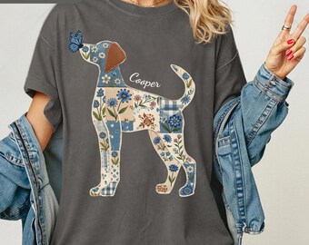 American Foxhound dog mama shirt custom dog gifts, memorial dog, Foxhound, Owner Dog Mom, silhouette Shirt, Dog boho vibes, Foxhound dog