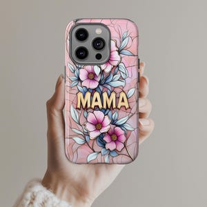 Floral Phone Case for Moms, Tough Cases, mama Case,Phone Case 3D effect Mosaic case for iPhone 13 14 15 16 Samsung Galaxy and Pixel