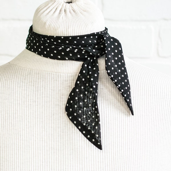 2", polka dot scarf, neckerchief, skinny scarf, polka dot, chiffon scarf, thin scarf, hair tie, skinny neck scarf, head scarf, stacylynnc