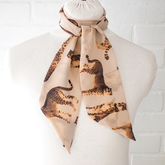 4 cheetah print scarf neckerchief skinny scarf | Etsy