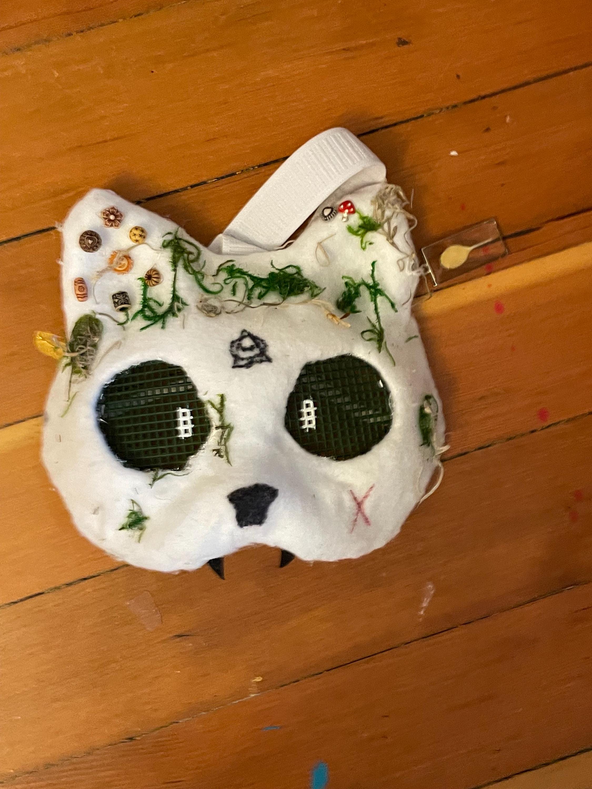 White mossy cat therian mask gear