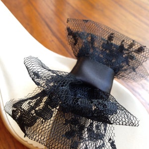 Black Lace Bow Shoe Clips Set Of Two image 1