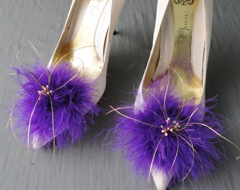 Mardi Gras Inspired  Purple  And Gold  Shoe Clips Set