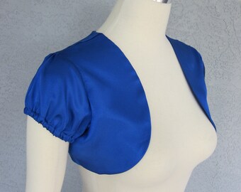 Royal Blue Satin Bolero Shrug Made to Order