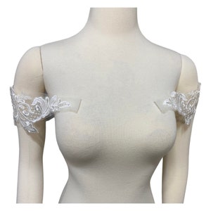 Ivory Set of Two Detachable Lace Straps or Off the Shoulder Rhinestones to Add to your Wedding dress Add-on Removable image 5