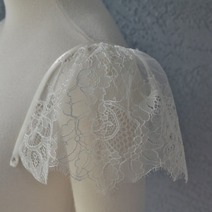 Detachable Ivory or White Chantilly Lace Straps Cap Sleeves to Add to your Wedding Dress