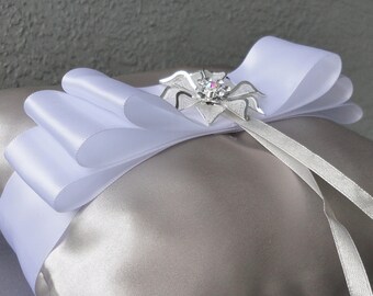 Wedding White And Silver Ring Bearer Pillow More Colors Available