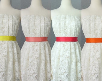 Wedding Bridal Double Faced Satin Ribbon Sash Yellow, Salmon, Coral and Orange