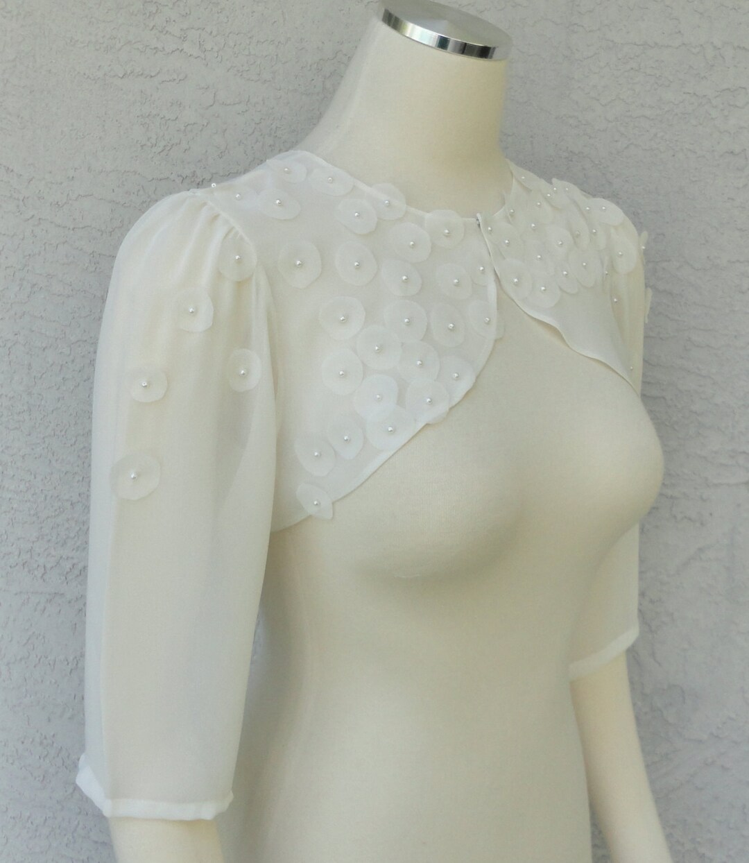 Wedding Bolero Shrug Ivory Chiffon Embellished or Plain With - Etsy