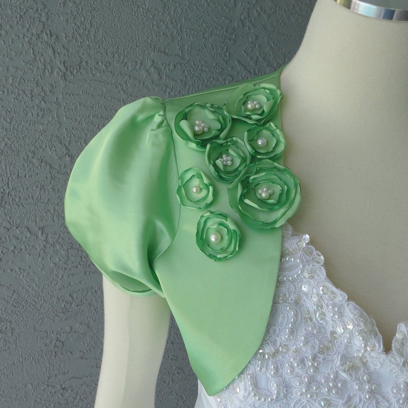 Wedding Bridal Celery or Kelly Green Bolero Shrug With Flowers Etsy