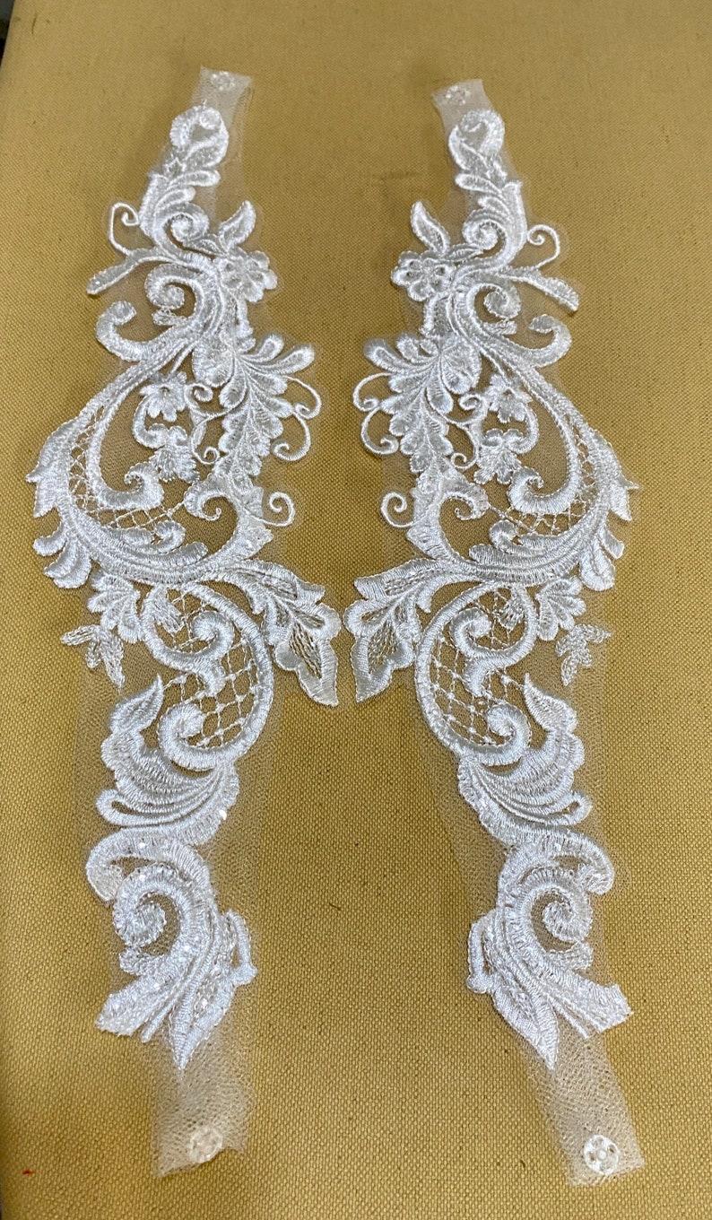 Ivory Set of Two Detachable Lace Straps or Off the Shoulder Rhinestones to Add to your Wedding dress Add-on Removable image 2