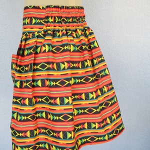 High Waist Tribal/african Cotton Print Pleats Skirt With Two - Etsy