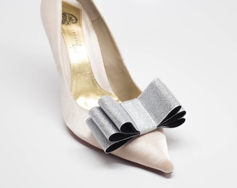 Silver Ribbon Bow Shoe Clips Set Of Two, More Colors Available