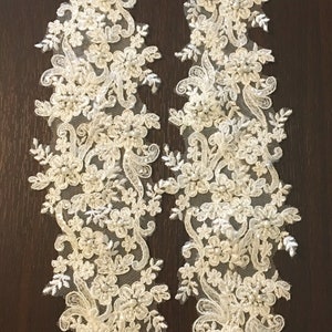 Detachable Ivory or White Beaded Corded Lace Straps to Add to your Wedding Dress it Can be Customize image 8