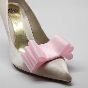 Pink Satin Ribbon Bow Shoe Clips Set Of Two, More Colors Available image 2