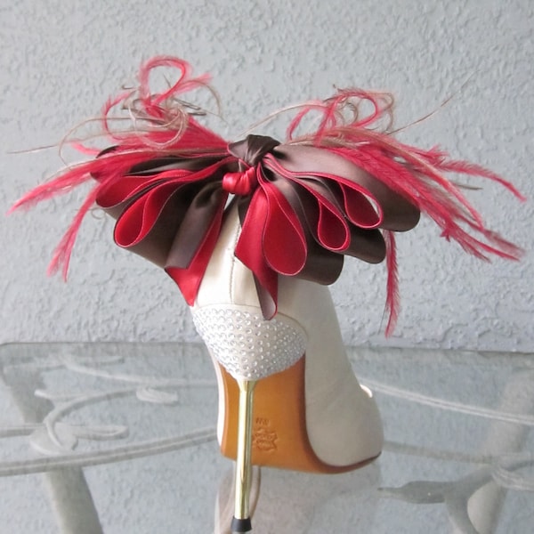 Fraises enrobées de chocolat Bow ruban de satin et plumes Clips chaussures plus de couleurs disponibles