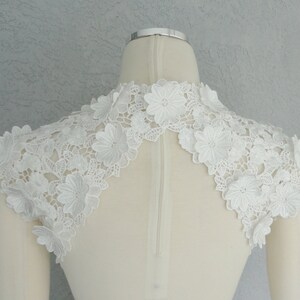 Beautiful Wedding Bridal Off White Flower Applique Lace Keyhole Back Bolero Shrug Jacket. Made to order. image 4