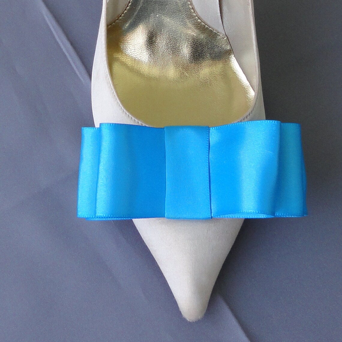 Sky Blue Satin Ribbon Bow Shoe Clips Set of Two More Colors Etsy