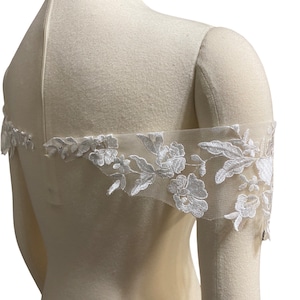 White Set of Two Detachable Lace Straps or Off the Shoulder to Add to your Wedding dress Add-on Removable