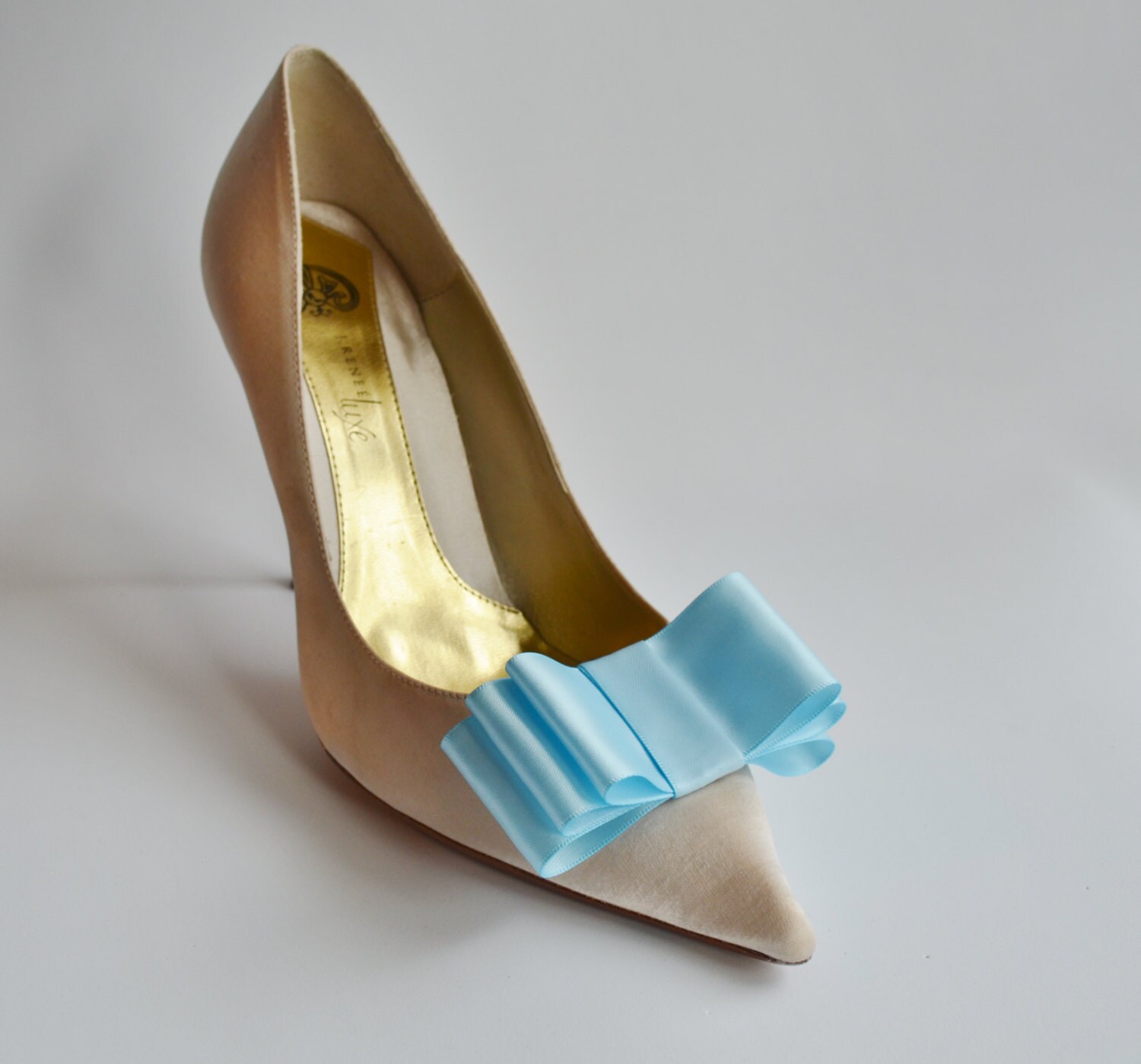 Baby Blue Satin Ribbon Bow Shoe Clips Set Of Two More Colors Etsy