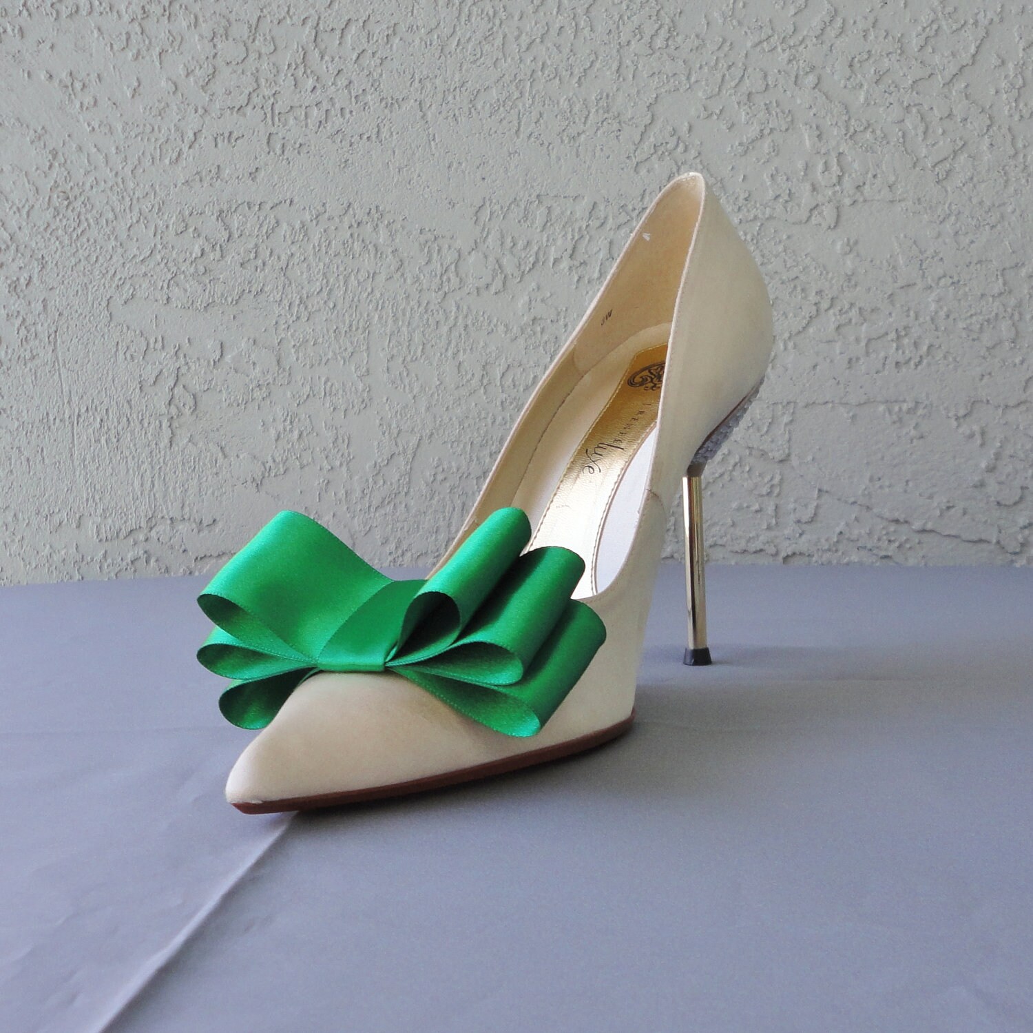 Green Satin Ribbon Bow Shoe Clips Set Of Two More Colors | Etsy