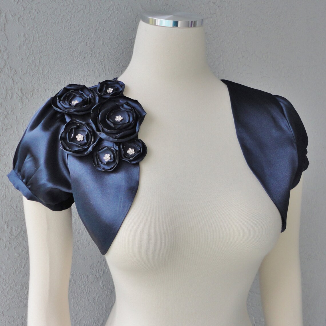 navy satin bolero