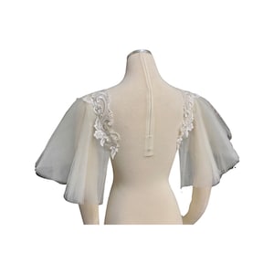Detachable Ivory Lace and Tulle Fabric Butterfly Sleeves to Add to your Wedding Dress it Can be Customize image 2