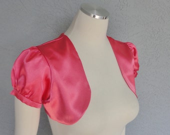 Coral Color  Satin Bolero Shrug Made to Order All Sizes Available