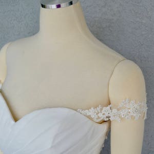 Detachable On or Off the Shoulder Ivory or White Beaded Corded Lace Straps  to Add to your Wedding Dress it Can be Customize