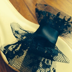 Black Lace Bow Shoe Clips Set Of Two image 4