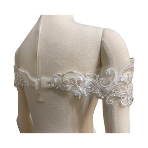 Ivory Set of Two Detachable Lace Straps or Off the Shoulder Rhinestones to Add to your Wedding dress Add-on Removable image 4