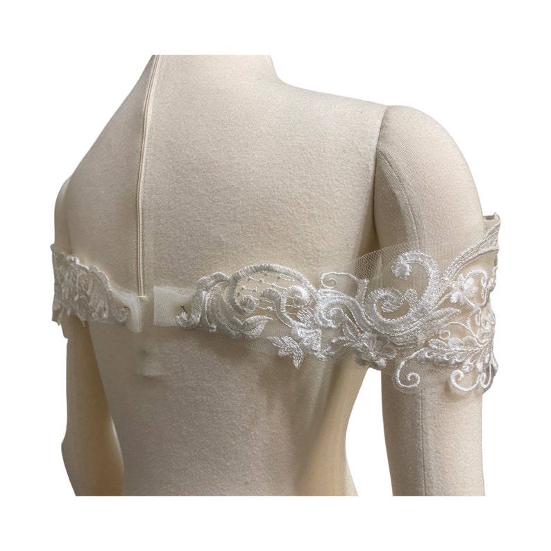 Ivory Set of Two Detachable Lace Straps or Off the Shoulder Rhinestones to Add to your Wedding dress Add-on Removable image 4