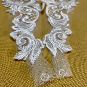 Ivory Set of Two Detachable Lace Straps or Off the Shoulder Rhinestones to Add to your Wedding dress Add-on Removable image 8