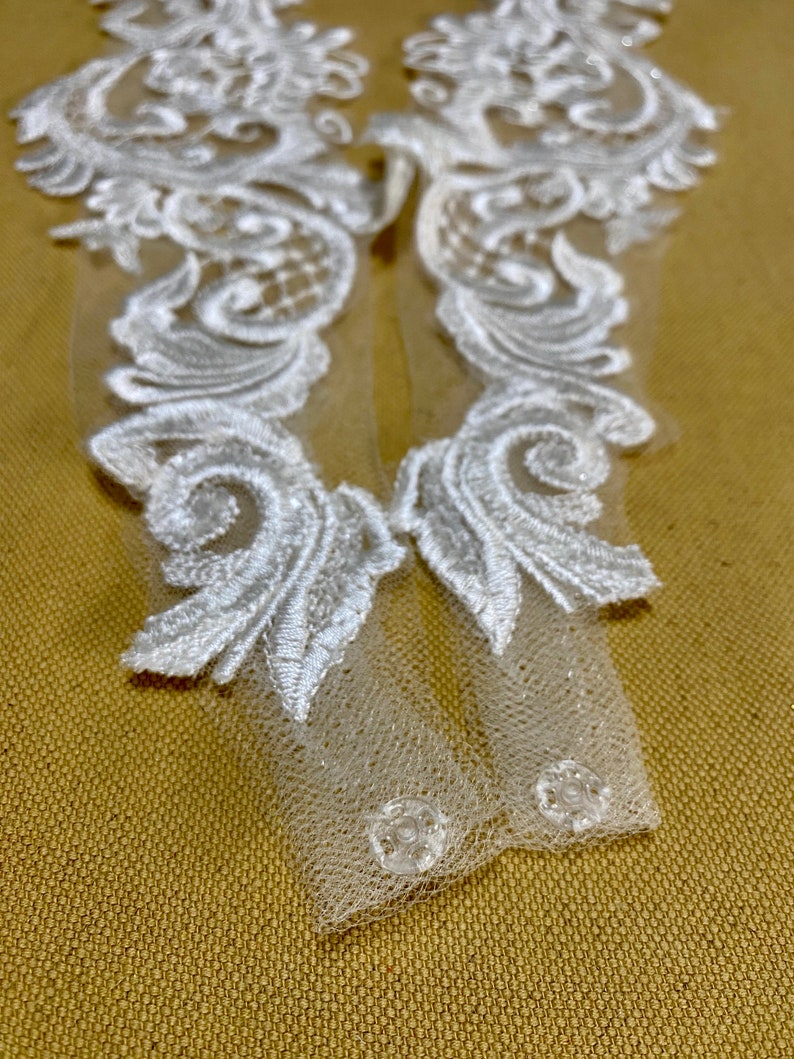 Ivory Set of Two Detachable Lace Straps or Off the Shoulder Rhinestones to Add to your Wedding dress Add-on Removable image 8