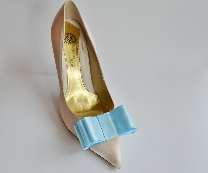 Baby Blue Satin Ribbon Bow Shoe Clips Set of Two More Colors Etsy