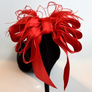 Red Satin Ribbon Bow And Feather Shoe Clips Set of Two More Colors Available