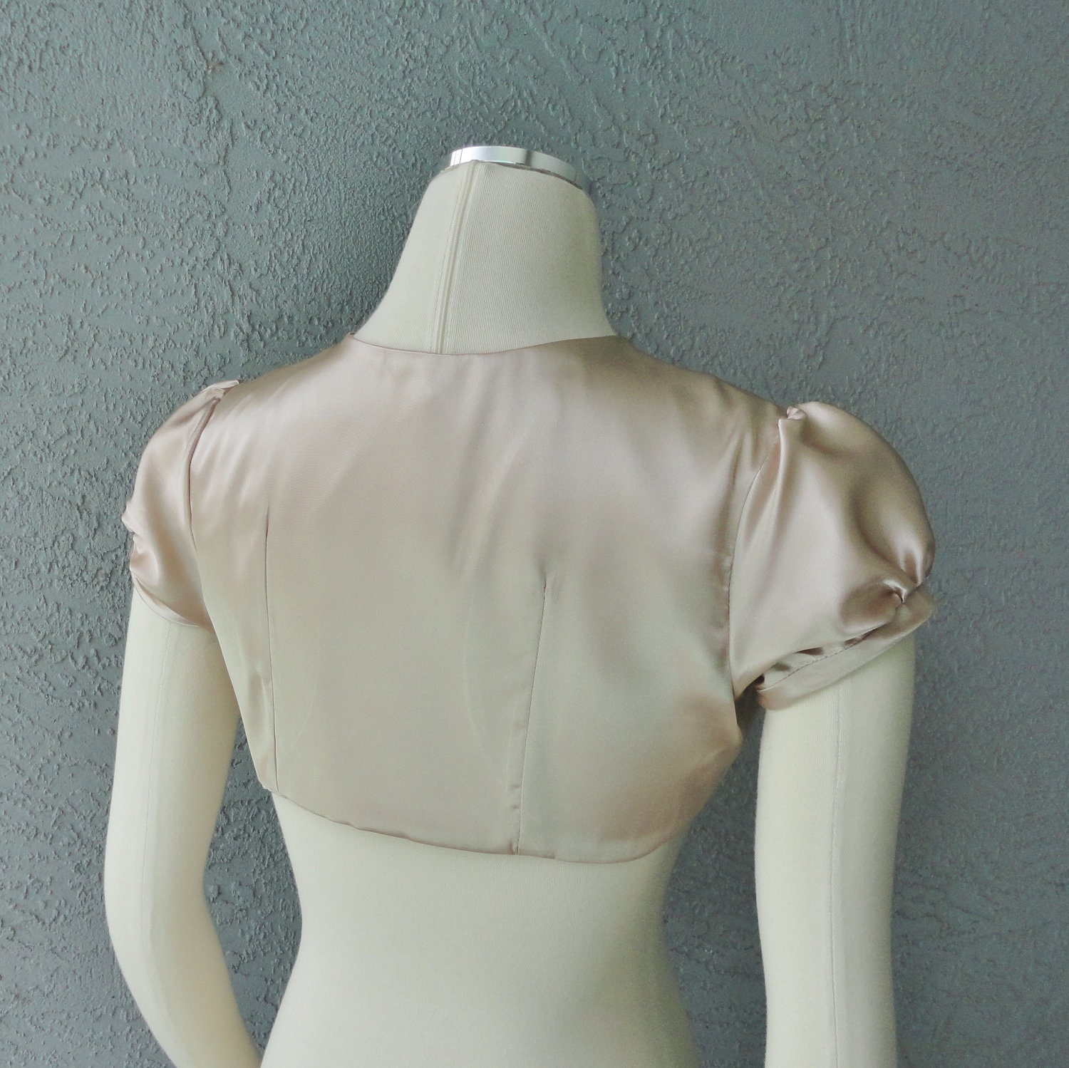 Wedding Bridal Champagne Satin Bolero Shrug With Flowers and - Etsy