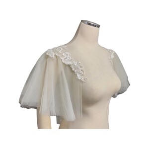 Detachable Ivory Lace and Tulle Fabric Butterfly Sleeves to Add to your Wedding Dress it Can be Customize image 4