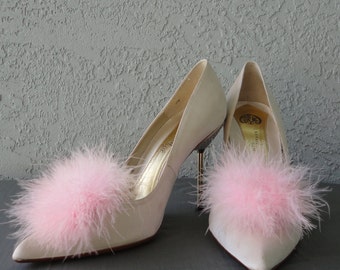 Sweet Valentine Soft Pink Feathered Shoe Clips More Colors Available