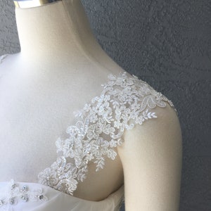 Detachable Ivory or White Beaded Corded Lace Straps to Add to your Wedding Dress it Can be Customize image 4