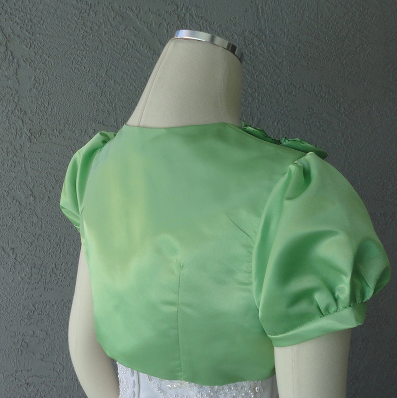 Wedding Bridal Celery or Kelly Green Bolero Shrug With Flowers Etsy