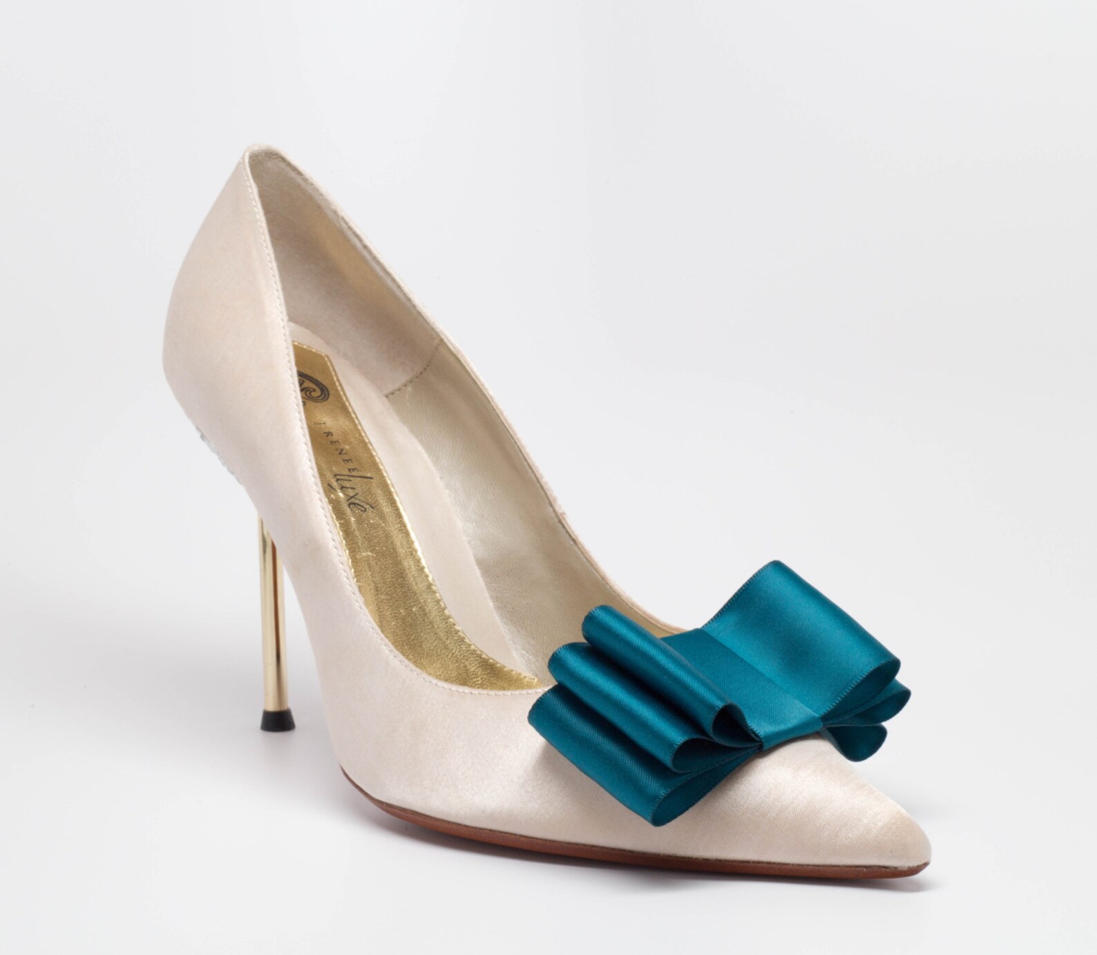 Teal Satin Ribbon Bow Shoe Clips Set of Two More Colors Etsy