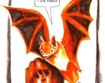 Pumpkin Bat Print