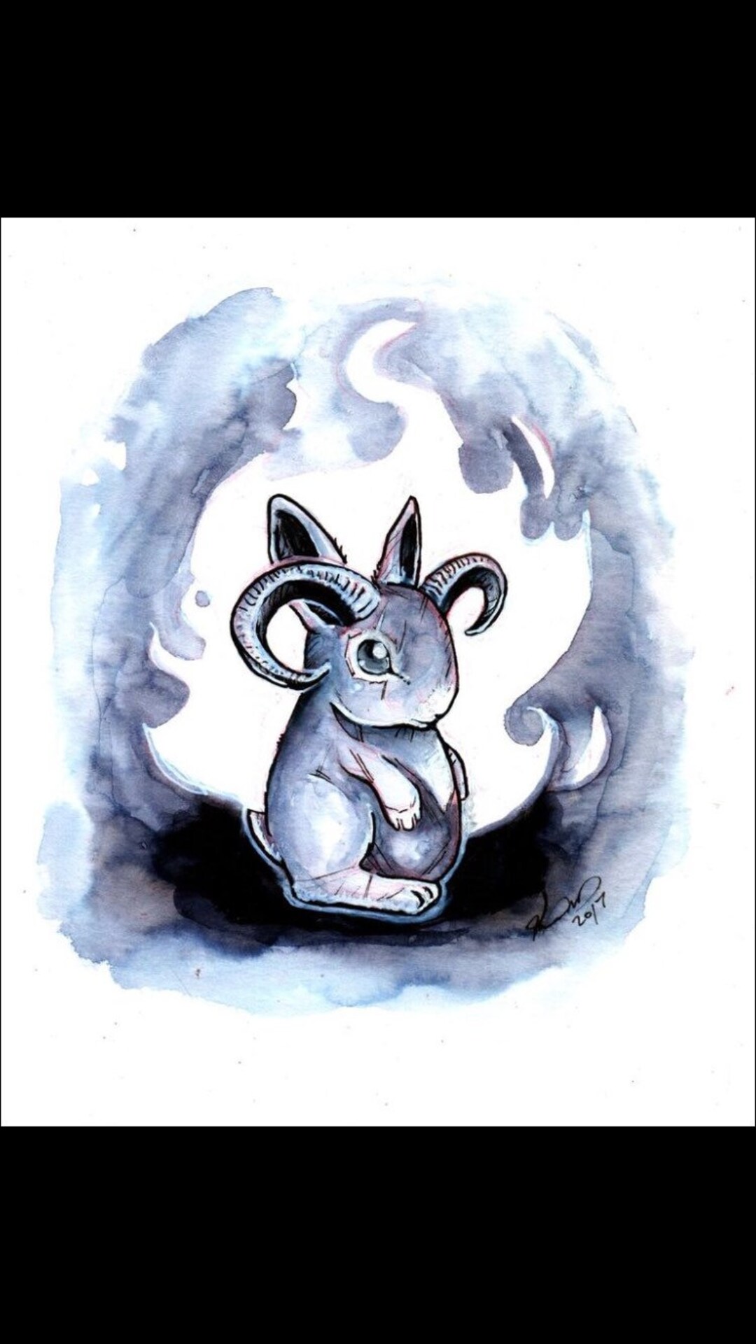 Horned Bunny Print - Etsy